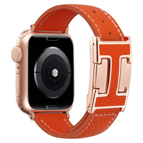 JSGJMY Leather Magnetic Band Compatible with Apple Watch Bands 38mm 40mm 41mm 42mm 44mm 45mm 46mm 49mm for Women MenTop Grain Leather Designer Replacement Strap for iWatch Ultra SE Series11/10/9/8/7/6/5/4/3/2/1
