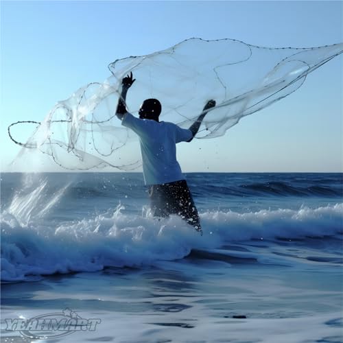 Yeahmart Handmade American Saltwater Fishing Cast Net with Heavy Duty Real Zinc Sinker Weights for Bait Trap Fish 9Ft Radius, 3/8 Inch Mesh Size by Yeahmart - Image 2