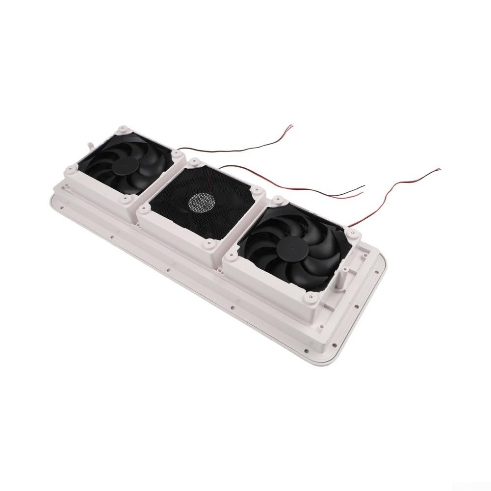 Ventola di sfiato per frigorifero, 12 V, montaggio laterale, tripla ventola, griglia di raffreddamento, kit di ventilazione per camper, ventola di circolazione dell'aria silenziosa in ABS, copertura