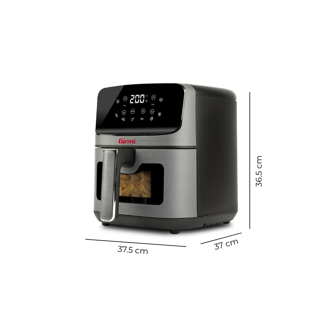Girmi FG27 "Ecofrit Lite" Friggitrice ad Aria 4,2 Litri "Ecofrit Lite", 1400 W, 4.2 Litri, Display digitale, 8 programmi, Timer, 80-200° C, BPA/PFOA Safe, Ricettario incluso, Grigio