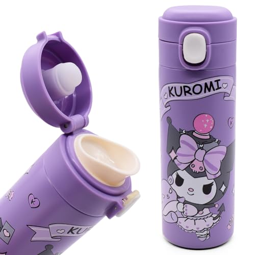 Kuromi Stainless Steel Water Bottle,Kawaii Water Bottle Reusable Stainless Steel Insulated Water Bottle Ideal for School Nursery Sports Picnic 420ML