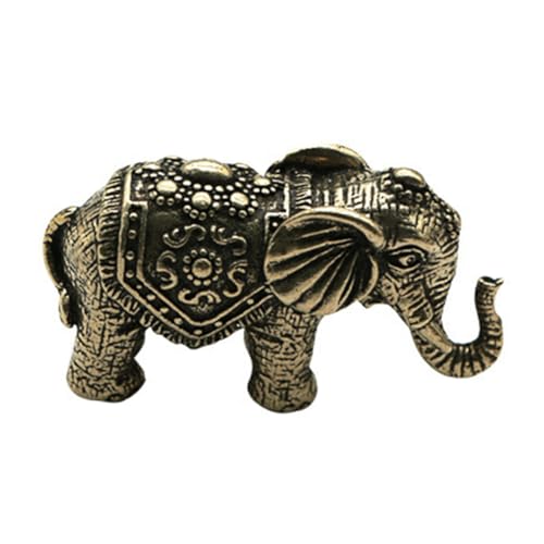 ELAYARD 真鍮製象装飾品 アンティーク風工芸置物 デスクトップ用エレガントな大象飾り インテリアマスコットとして家やオフィスに