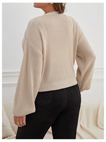 Floerns Women's Plus Size Button Down Cardigan Sweater V Neck Long Sleeve Knitwear3