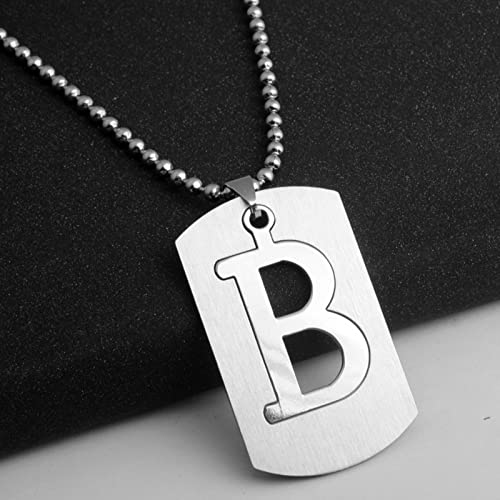Stainless Steel 26 Initial Letter Necklace Military Military Dog Tag Men's Pendant Chain Hip Hop Necklace3