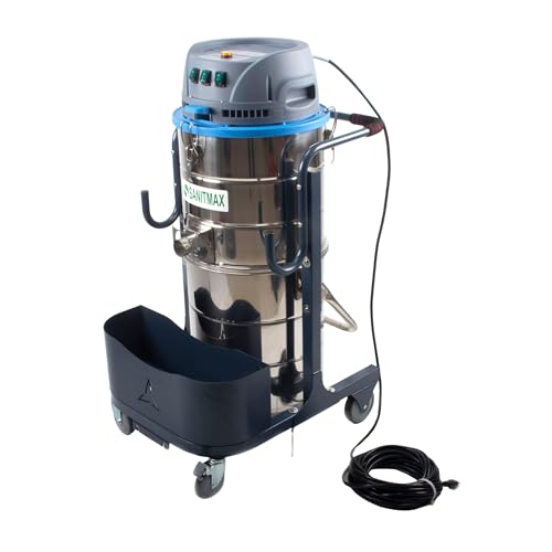 SANITMAX SM100 Industrial Wet/Dry Vacuum with Jet Pulse Filter Cleaning Function, 26.4-Gal Tank, 212 CFM, 120' Water Lift, HEPA Filtration, Detachable Squeegee