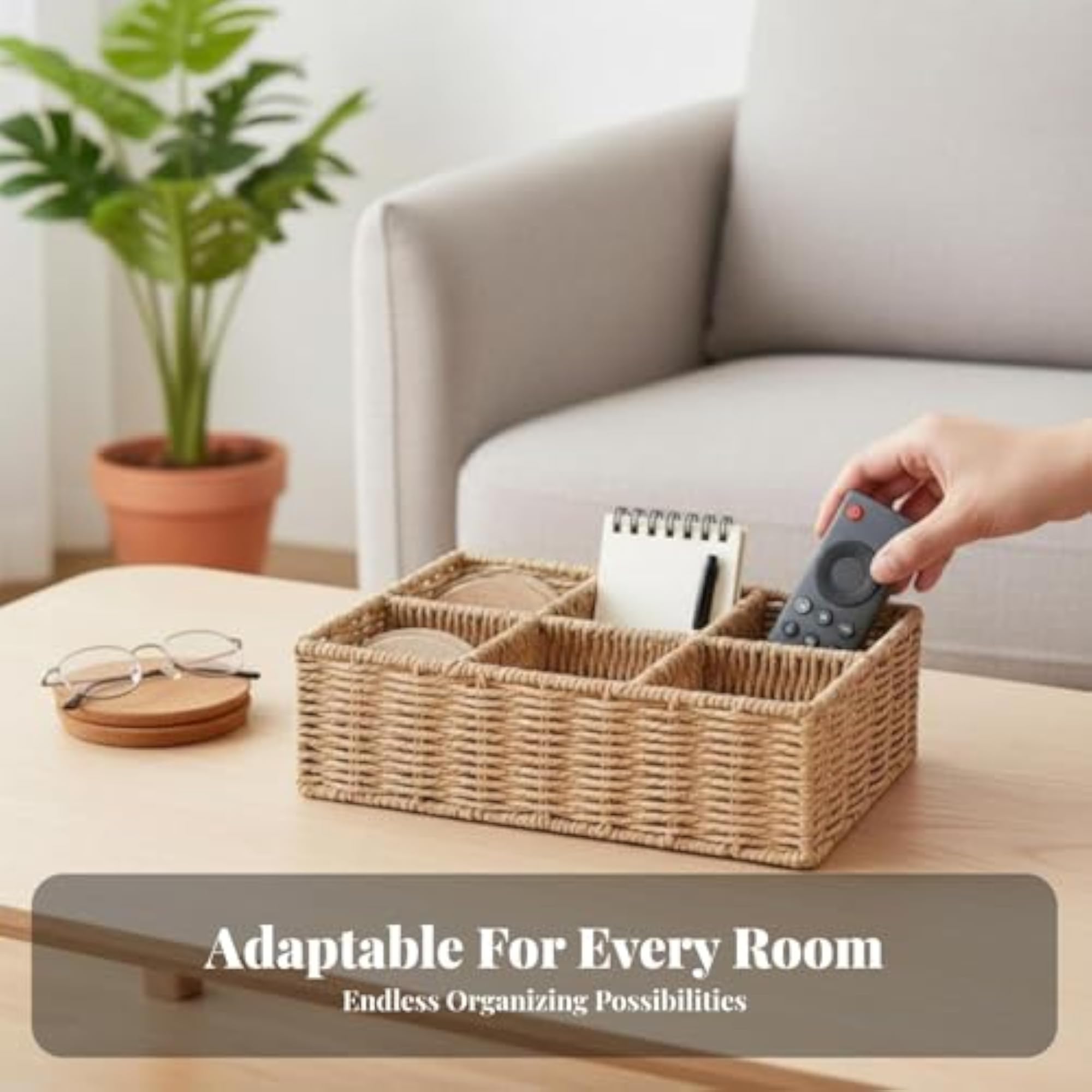 Handmade Multi-Compartment Woven Organizer for Makeup Lovers