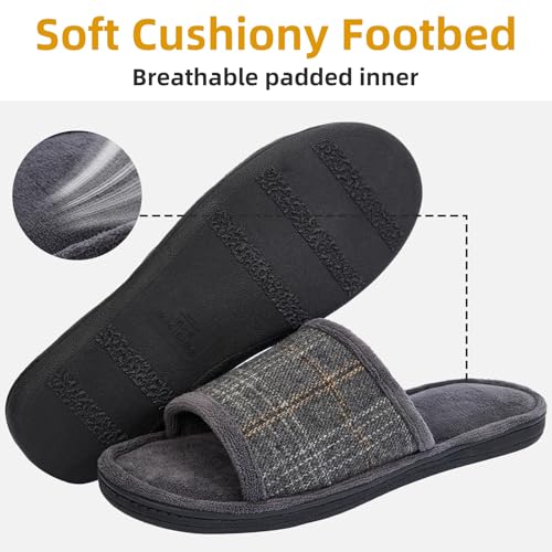 Image of Magtoe House Slippers for Men Open Toe Soft Comfortable Indoor Slip on Mens Slides Sandals Memory Foam for Bedroom Spa Living Room, All Seasons