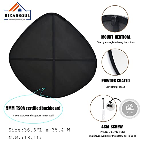 Bikarsoul Irregular Wall Mirror Matel Matte Black Framed Wall Mirror For Living Room Bedroom Bathroom Entryway Wall Decor 35.4"*36.6" Bks-Jin443-Hei90 #TOP3