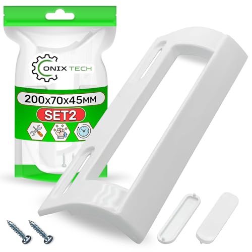 ONIX TECH 2 Piezas Universal Tirador Puerta Frigorifico y Congelador Tiene Orificios para Montaje a una Distancia de 105 mm a 160 mm - Kit Incluye 2 Tapones y 2 Tornillos - Garantía de 5 Años