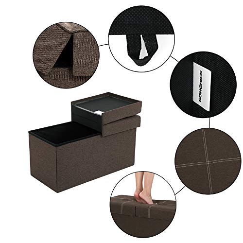 SONGMICS 収納スツール 収納ベンチ 幅76x奥行き38cm 品質へこだわり 5cmクッション 耐荷重300kg 折りたたみ 場所取らない LSF41Z [5]