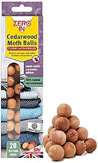 Zero In Cedarwood Clothes Moth Balls (Chemical-Free Clothing Moth and Larvae Repellent)