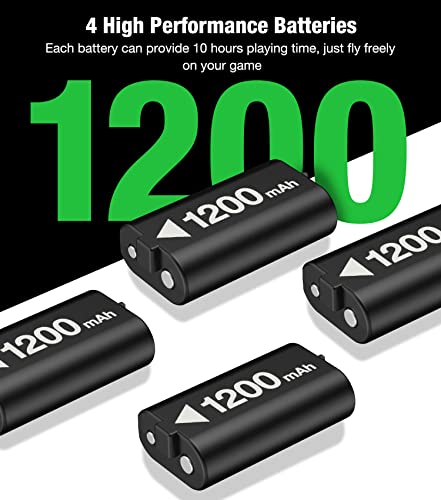 Rechargeable Xbox One Controller Battery Pack Charger With 4X1200Mah Xbox One Series X Battery, Xbox Charging Accessories Kit For Xbox One Series S/X, Xbox One/X/S/Elite Controllers #TOP1