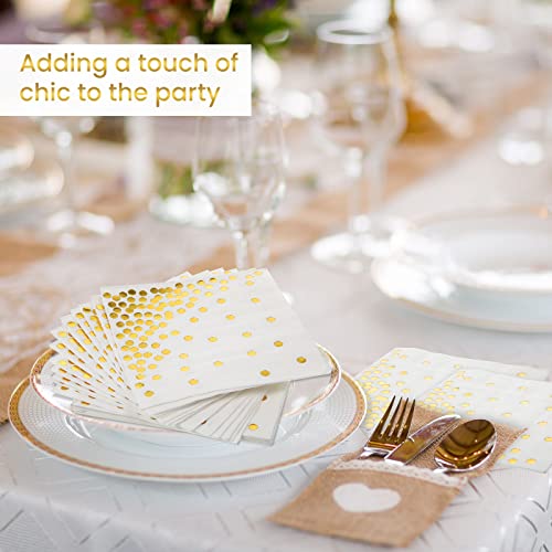 400 Pack Disposable Gold Foil Cocktail Napkins Gold Paper Napkins Folded 5 X 5 Inches Bar Napkins Disposable Party Napkins For Wedding Baby Shower Birthday Graduation #TOP4