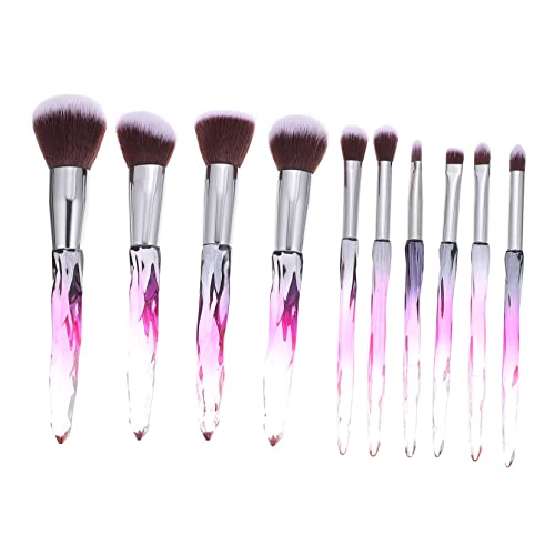 WEKADRIN Brochas De Maquillaje Profesional Con Mango De Gradiente Morado y Cabezas De Pelo Sintético Para Base y Polvos Kit De Maquillaje Para Mujer