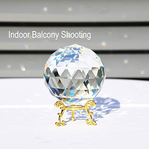 3.15 Inch Crystal Prisms Pendant Sun Catcher, Rainbow Maker Pendants Glass Sphere Faceted Gazing Ball for Home Décor,Office,Garden Decoration,Super Sparkly and Flawless