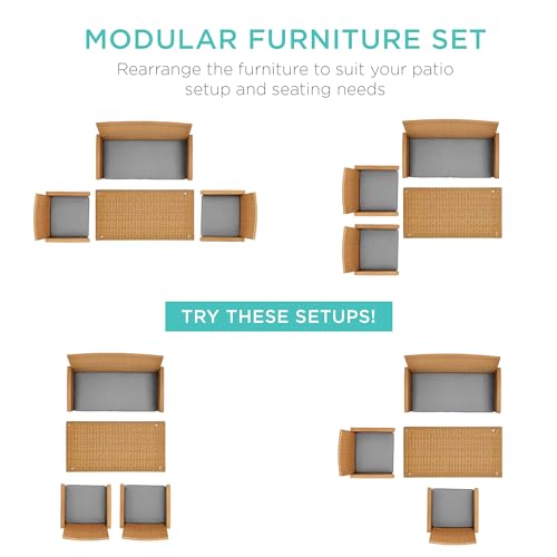 image for Best Choice Products 4-Piece Outdoor Wicker Patio Conversation Furnitu