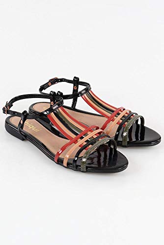 Sandália Chiquiteira Rasteira Tiras Colors Add Preto 38