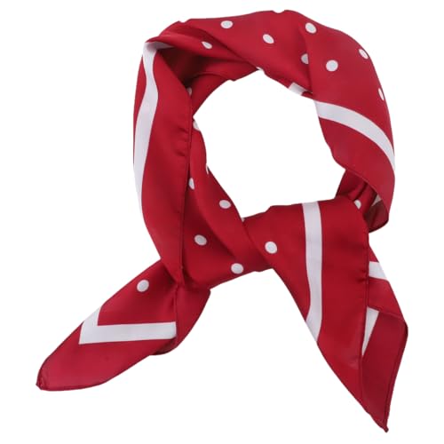PRETYZOOM - Pañuelo de muselina de seda con lunares, pañuelo cuadrado de seda, pañuelo de playa, pañuelo de satén, pañuelo de pelo, color rojo Rojo rojo