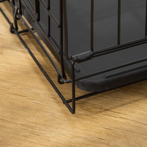 PawHut Hundekäfig Transportkäfig Drahtkäfig mit Gitter Hundebox Transportbox Kleintierkäfig Reisebox zusammenklappbar Metall Schwarz 75 x 48,5 x 53 cm