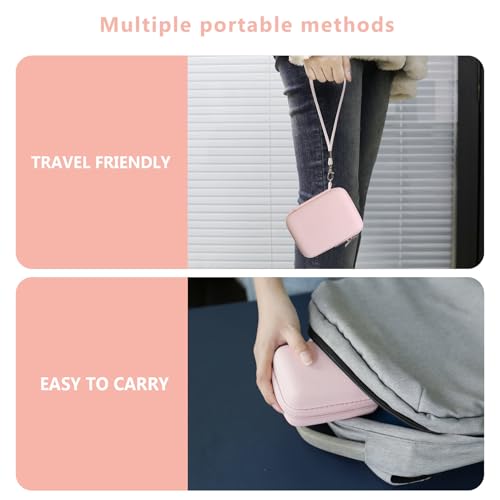 Image of Camera Case for Canon PowerShot ELPH 360 HS A, IXY 650 /ELPH 360 Camera Protective Case Storage Holder Travel Bag with Wrist Strap, Mesh Pocket for Battery Pack, USB Cable, Pink