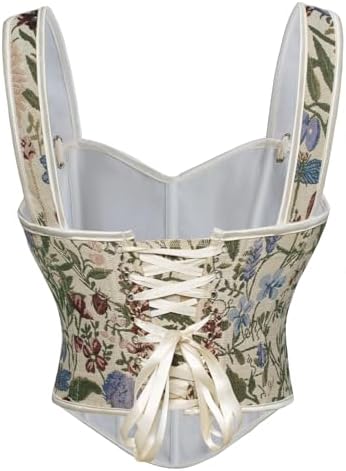 Corset Cottagecore Fleuri SCARLET DARKNESS - Col Carré - Dos Smocké - Taille S à XL - Style Renaissance