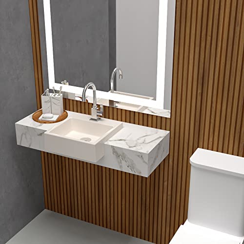 Cuba Pia De Semi Encaixe Bege Quadrada 35x35cm Rubelita Para Banheiro Beltempo