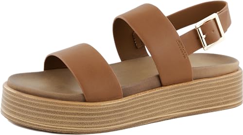 VENECORE Hailey Platform Strap Sandals for Women – Faux Leather