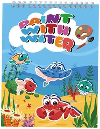 Animal World Water Marbling Set - 16 Drawing Cards + Paintbrushes, Water-Based Painting Set, No Paint, Creative Coloring Tools