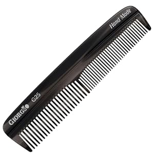 Giorgio G25 FineTooth and WideTooth Pocket Comb – Hair Styling Comb for Men and Women, Handmade Beard Combs for Men, Barber Combs, for Grooming,Saw Cut and Polished (Black Graphite)