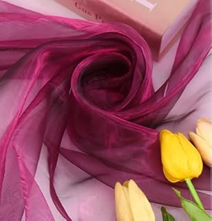 YYCRAFT Two Tone Sheer Organza Fabric by The Yard for Curtain Weddings Decor 5 Yards, Fuschia - Buy now
