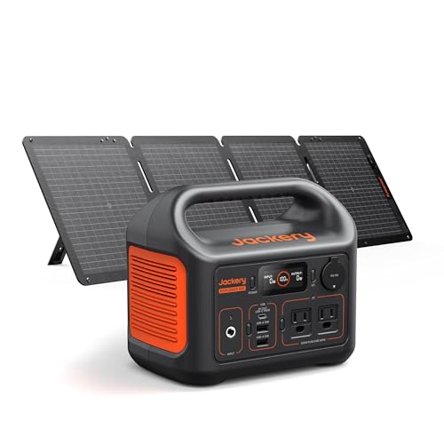 Jackery Solar Generator 300, 293Wh Backup Lithium Battery with Solar Panel SolarSaga 100W, 110V/300W Pure Sine Wave AC Outlet for RV Outdoors Camping Travel Blackout(Extension Cable Included