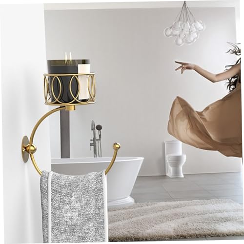 Porte-serviettes rétro mural métal doré pour optimiser l'espace et éclairer le bain - 3