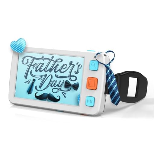 Eyoyo Portable Digital Magnifier Electronic Reading Aid 5.0 inch w/Foldable Handle for Low Vision Color Blindness 4X-32X Times Zoom 17 Color Modes 5 Levels for Brightness