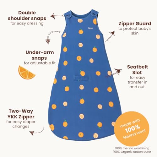 AnZai Merino Wool & Organic Cotton Baby Sleep Sack 2-24 Months – Universal Size Wearable Blanket with 2-Way Zipper & Adjustable Snaps, Year-Round Sleeping Bag — view 4