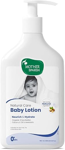 Mother Sparsh Natural Care Baby Body Lotion-400ml | Baby Lotion For All Skin Types | With Organic Shea Butter, Coconut Oil...