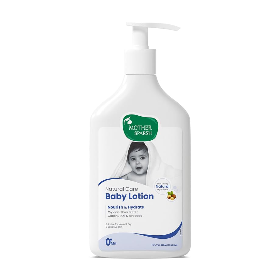 Mother Sparsh Natural Care Baby Body Lotion-400ml | Baby Lotion For All Skin Types | With Organic Shea Butter, Coconut Oil