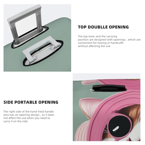 Cute Cat In A Sun Hat Elastic Travel Luggage Covers Dustproof Scratch-Resistant Suitcase Protector Fit 22-24 Inch3