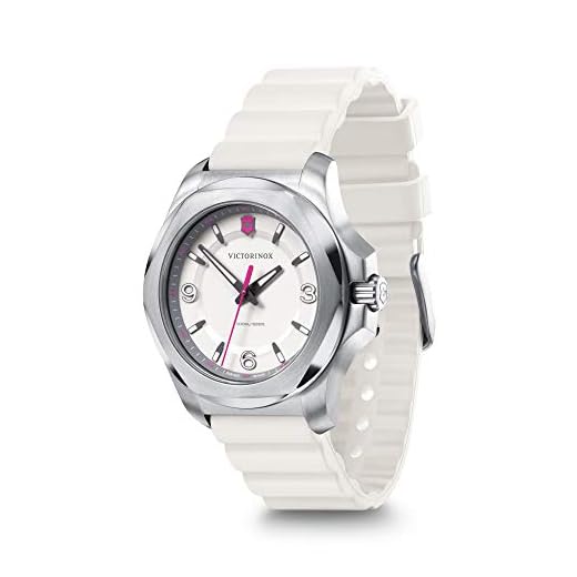 Victorinox I.N.O.X V Ø 37 mm Reloj de Pulsera de Mujer, Swiss Made, Cuarzo analógico, Sumergible hasta 100 m, Cristal de Zafiro, Blanco