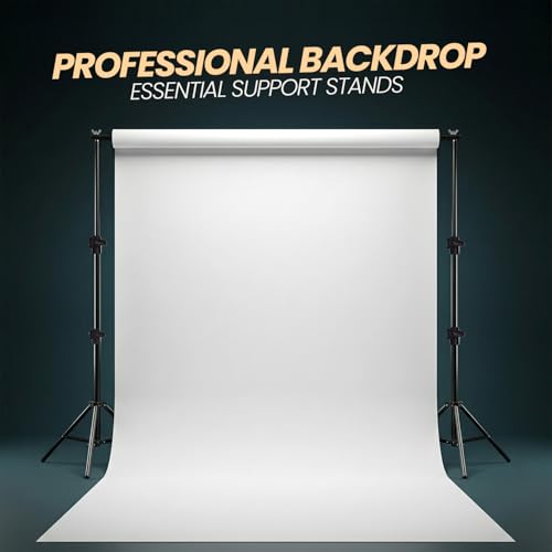 Image of HIFFIN Heavy Duty 10ft x 14ft Studio Background Stand Kit for Backdrop Photography & Videography, Adjustable Background Support System, Compatible with Paper Backdrop & Chain Pulley System, Carry Bag