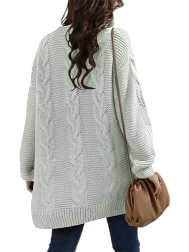 Image of Womens Oversized Chunky Open Front Cardigan Sweaters Cable Knit Long Sleeve Cardigans Outwear Coats