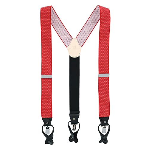 Trafalgar Men's Napier Elastic Convertible End Braces (Suspenders), Red