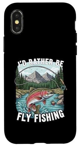 I'd Rather Be Fly Fishing Trout Mountains River Outdoors �X�}�z�P�[�X iPhone X/XS �p