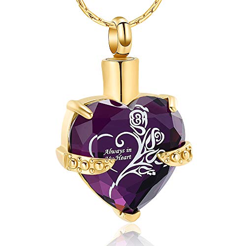 Collier funéraire cœur pour cendres de femme avec pendentif cristal
