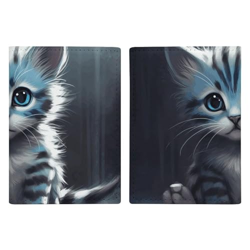 Porte-passeport en cuir chat rayé protège-carte de voyage 20cm