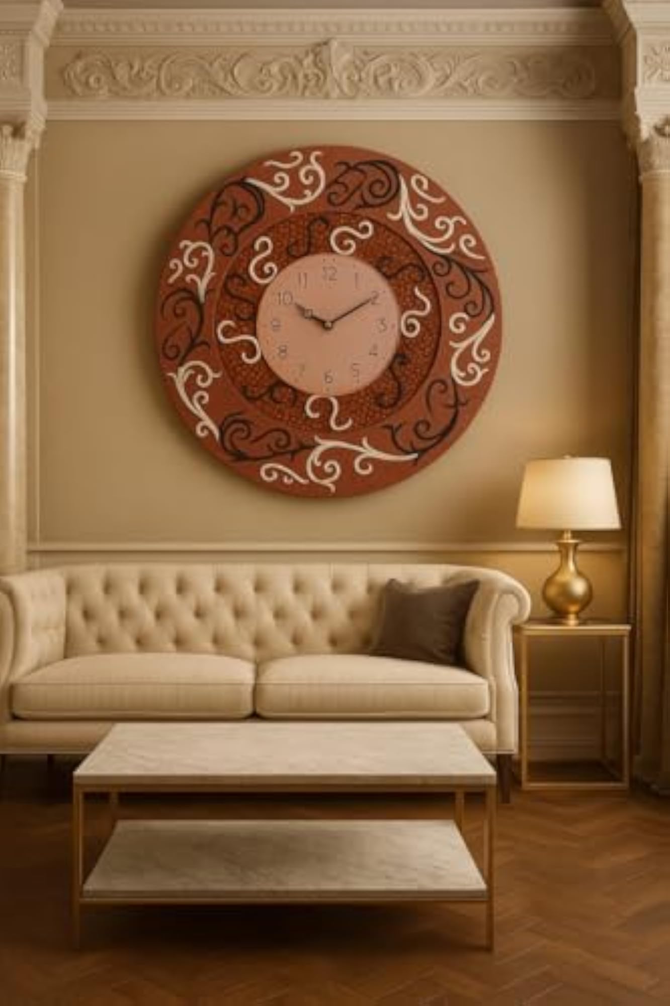 Handcrafted Copper-Orange Decorative Wall Clock