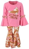Unique Baby Girls Long Sleeve Thanksgiving Bell Bottom Leggings Outfit Kid and Toddler Clothes Set (3Y, Here for Pie)