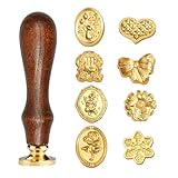 DOVBAN Sello de lacre Personalizado: Sello de latón retro con mango de Madera, 8 Formas de sello de lacre con logotipo/letras, Ideal para bodas e Invitaciones