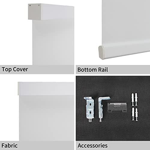 CALYX INTERIORS Blackout Roller Shade with Valance, Thermal Insulating Blind, Cordless, 34.5\" W x 48\" H, Simple White - Thumbnail 7