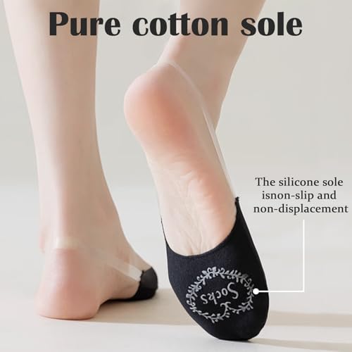 No Show Socks with Invisible Sling Back Womens, 6 Pairs Low Cut Half Toe Topper Socks with Non-Slip Straps for Heels2