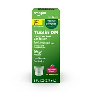 Amazon Basic Care Tussin Cough Plus Chest Congestion DM Syrup, Raspberry Flavor, 8 fl oz (Pack of 1)